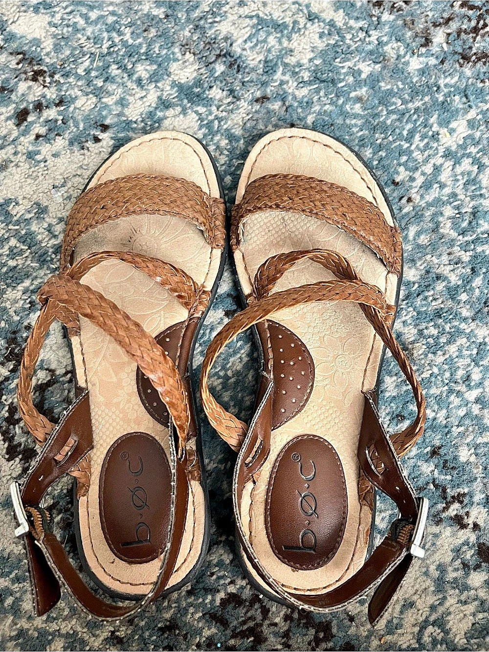 b.o.c. Born Concept Braided Strap Sandals Brown & Beige